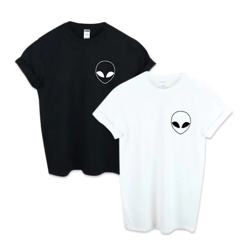 Alien Print Black and White Slim Fit T-Shirt 2020
