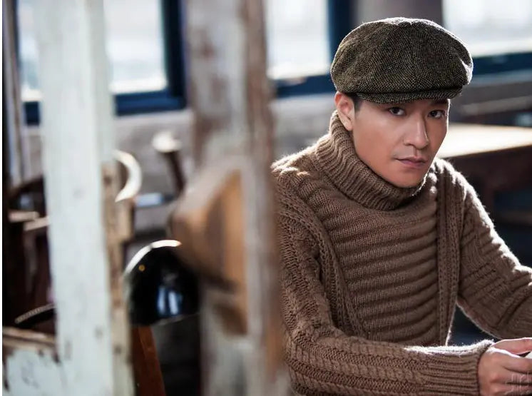 Beret Octagonal Hat for Men and Women, Winter Wool