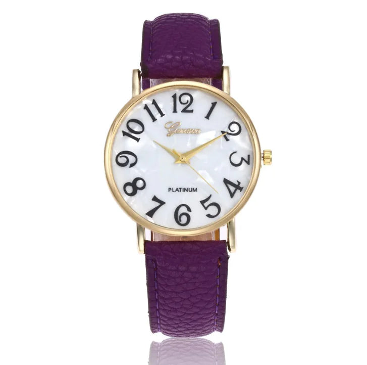 Geneva Leather Casual Watch