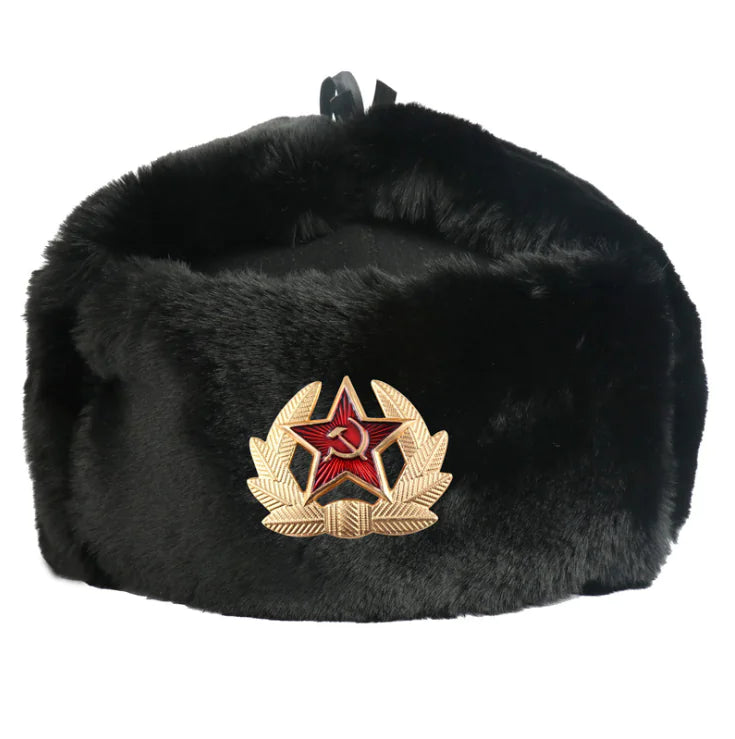 Soviet Emblem Thick Wool Winter Hat for Men and Women
