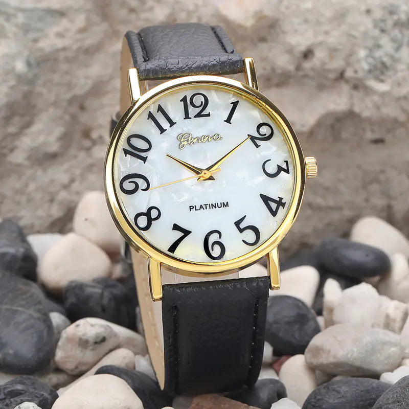 Geneva Leather Casual Watch