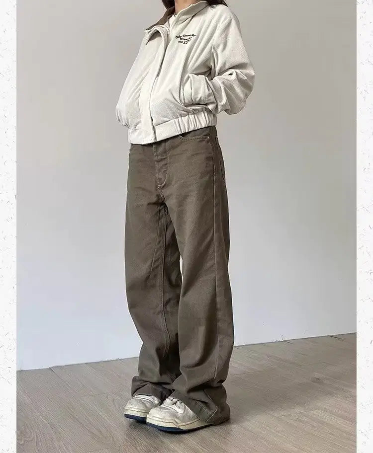 Retro Brown Loose Casual Jeans for Women in Autumn/Winter