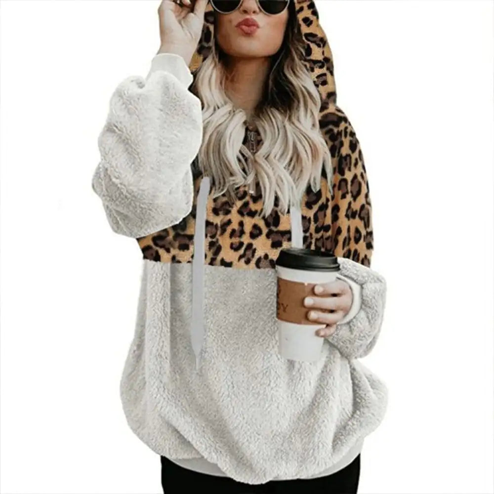 Leopard Print Hooded Sweater for Women (Fall/Winter)