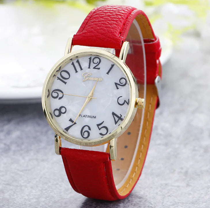 Geneva Leather Casual Watch
