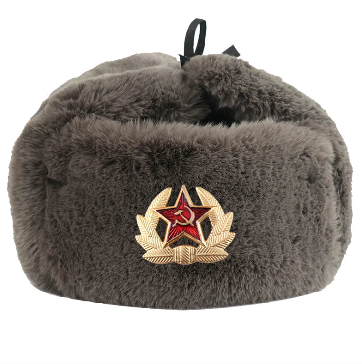 Soviet Emblem Thick Wool Winter Hat for Men and Women
