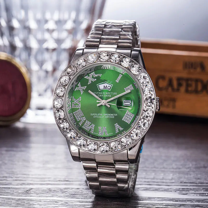 Rainbow Diamond Steel Band Watch