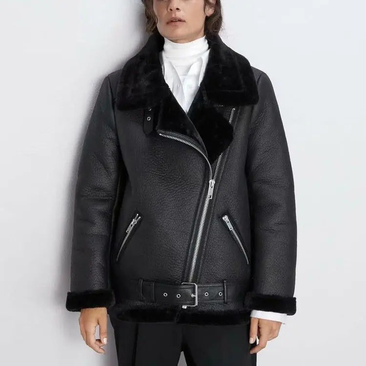 Winter Fashion Thick Faux Fur Long Sleeve Coat for Women
