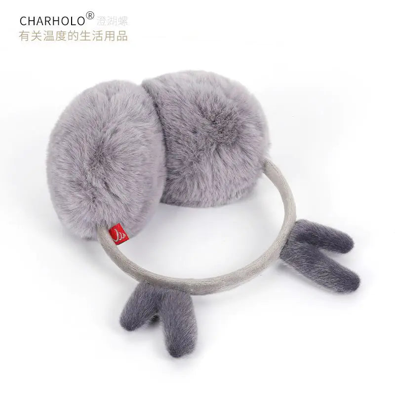 Winter Warm Ear Muffs for Women with Cute Reindeer Design
