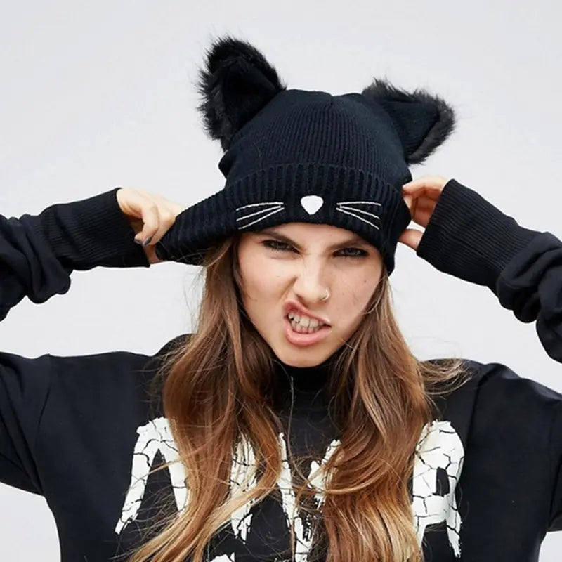 Knit Cat Ear Beanie Hat