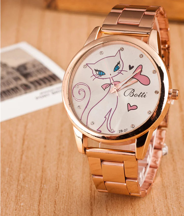 Steel Cat Quartz Watch