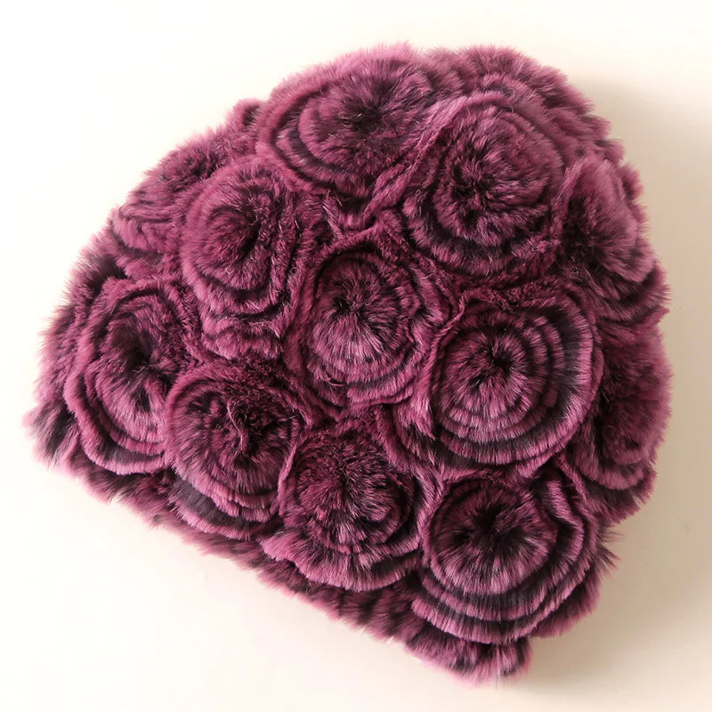 Ptah Hat Women's Rex Rabbit Fur Warm Hat