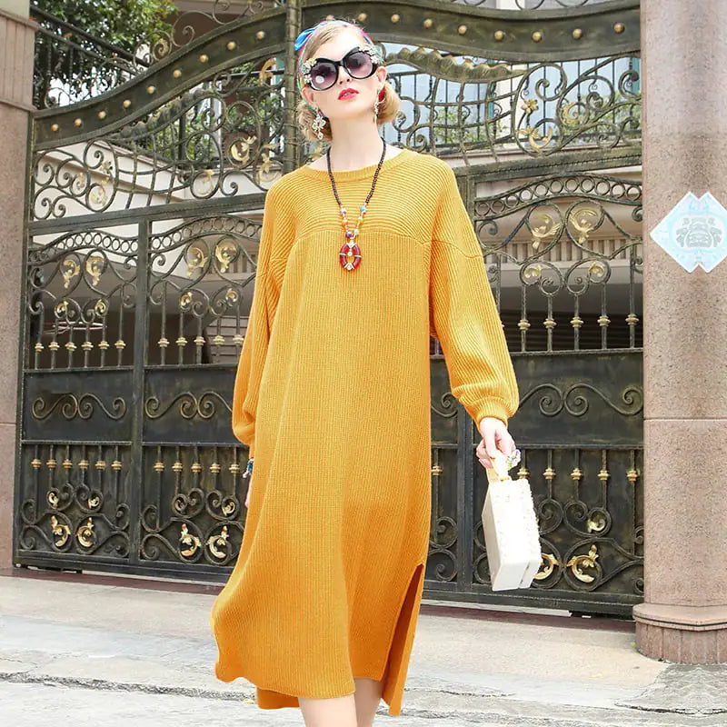 Winter Knit Sweater Dress for Plus Size Maternity