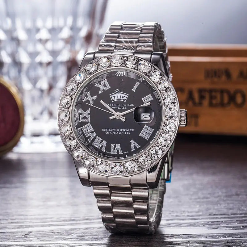 Rainbow Diamond Steel Band Watch