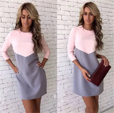 Winter New Color Block Casual Dress for Women