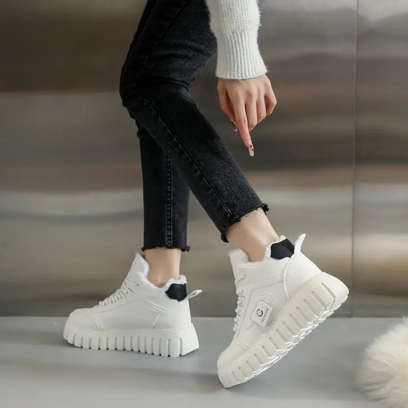 Korean Style Winter High-Top Warm Sneakers for Women