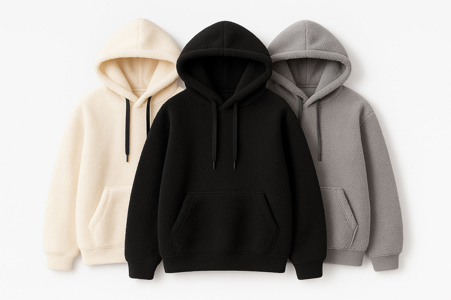 Professional product photo of fleece hoodies