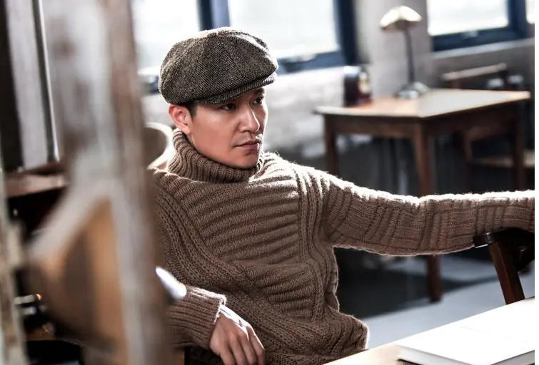 Beret Octagonal Hat for Men and Women, Winter Wool