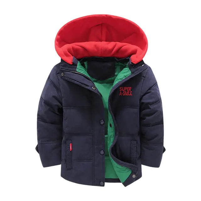 Boys' Hooded Winter Jacket for 3-10 Years (Thick & Warm)