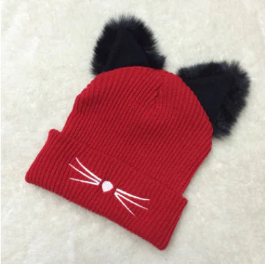 Knit Cat Ear Beanie Hat