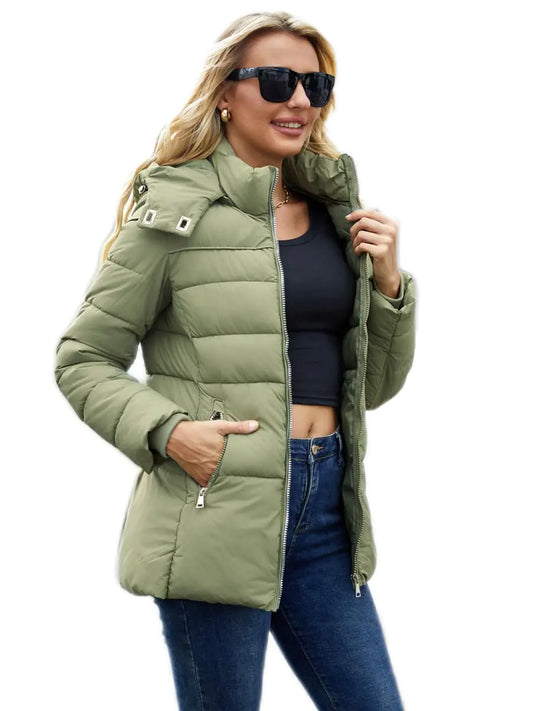 CHIC BUBBLE Hooded Puffer Coat for Women - Winter Warmth and Style