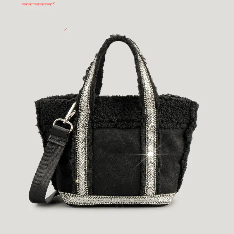 Autumn Winter Woolen Bucket Bag for Women