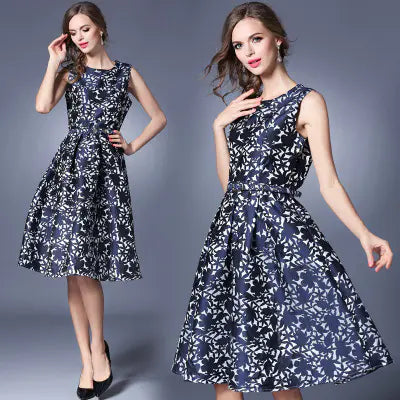 Autumn Winter Floral Sleeveless Dress