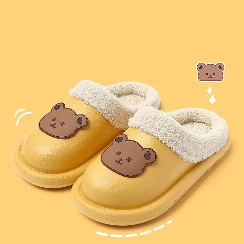 Plush Winter Bear Slippers for Women - Warm Indoor Shoes