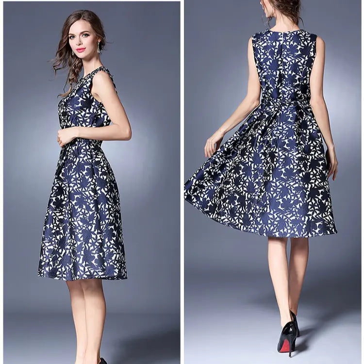 Autumn Winter Floral Sleeveless Dress