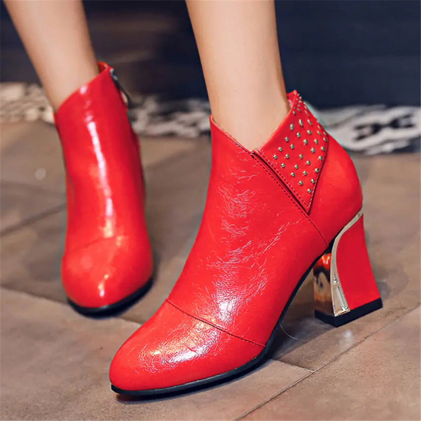 Winter High Heel Ankle Boots for Women (Sizes 40-48)