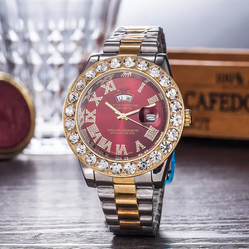 Rainbow Diamond Steel Band Watch