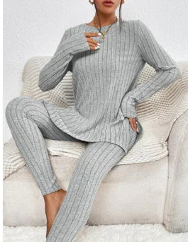 High-Waisted Pant Suit with Long-Sleeved Top (One Piece)