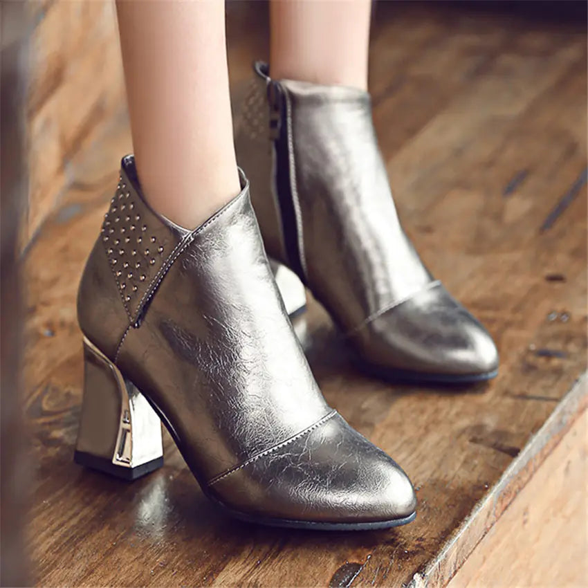 Winter High Heel Ankle Boots for Women (Sizes 40-48)