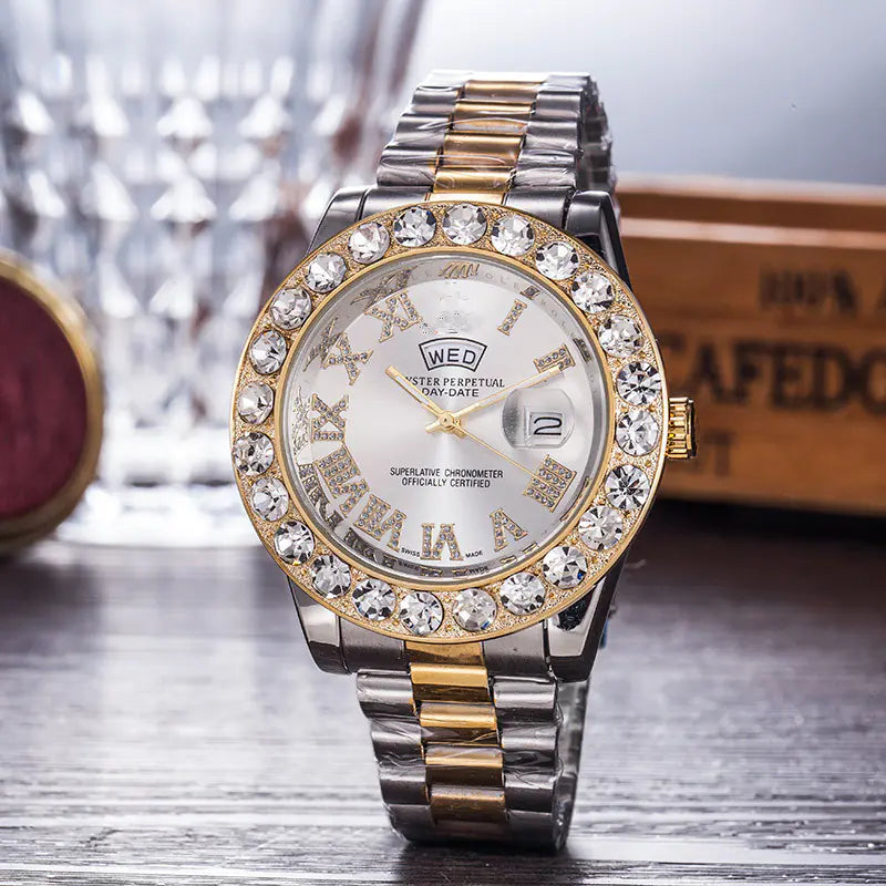 Rainbow Diamond Steel Band Watch