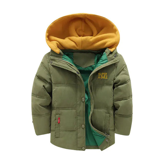 Boys' Hooded Winter Jacket for 3-10 Years (Thick & Warm)