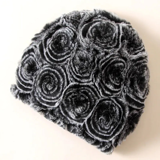 Ptah Hat Women's Rex Rabbit Fur Warm Hat