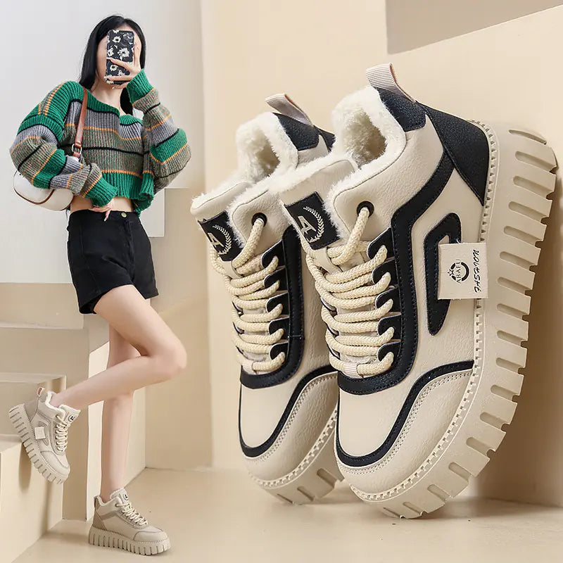 Korean Style Winter High-Top Warm Sneakers for Women