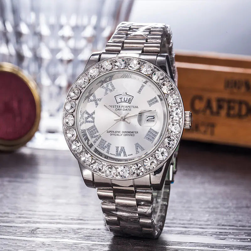 Rainbow Diamond Steel Band Watch