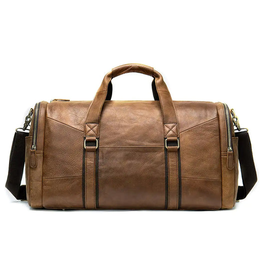Genuine Leather Men's Business Travel Duffel Bag
