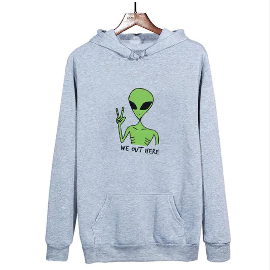 Alien WE OUT HERE Print Oversized Hoodie for Women