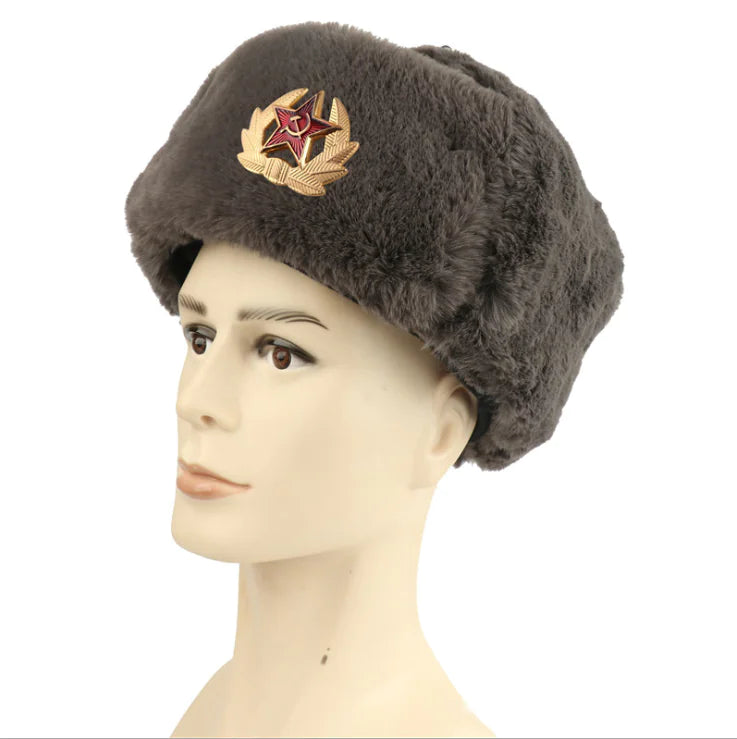 Soviet Emblem Thick Wool Winter Hat for Men and Women
