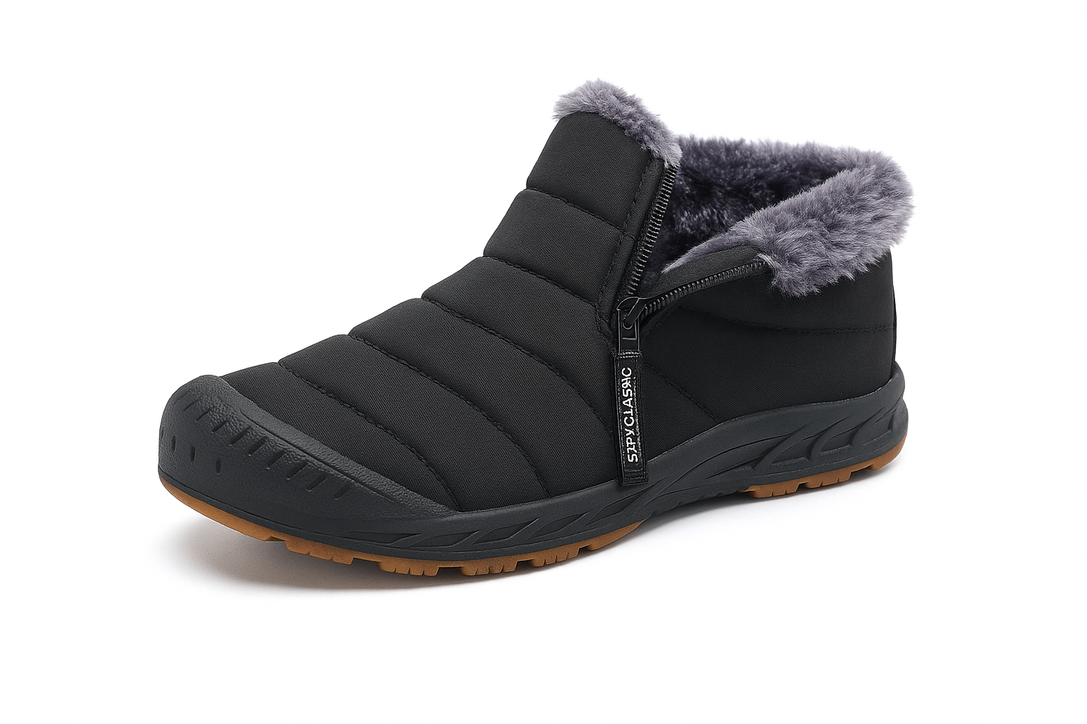 Black winter boots with clean background