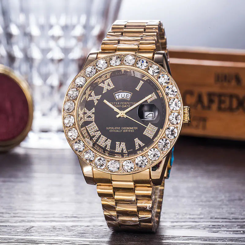 Rainbow Diamond Steel Band Watch