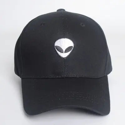 Alien Head Embroidered Baseball Cap with Skull Design