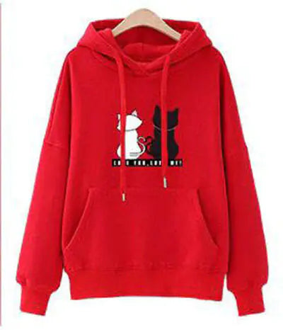 Kawaii Cat Hoodie for Women - Oversized Winter Sweatshirt