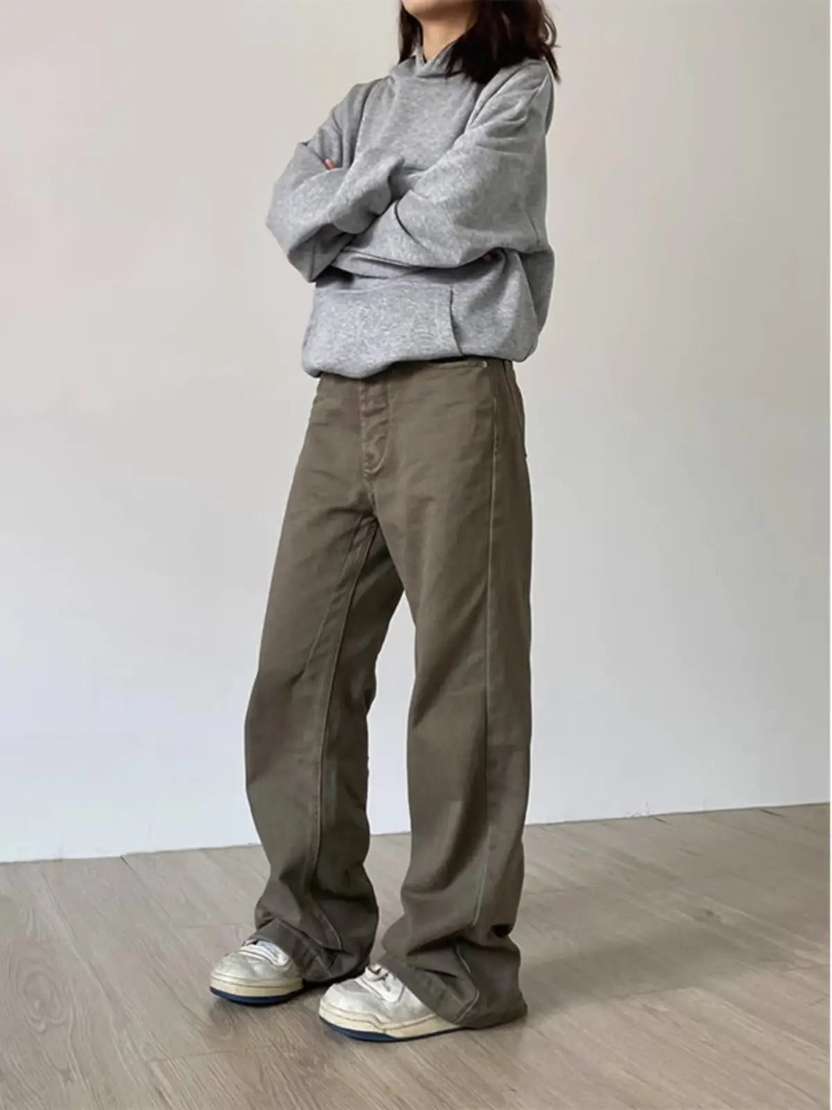 Retro Brown Loose Casual Jeans for Women in Autumn/Winter