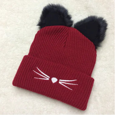 Knit Cat Ear Beanie Hat
