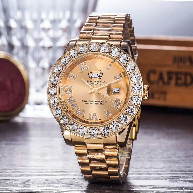 Rainbow Diamond Steel Band Watch