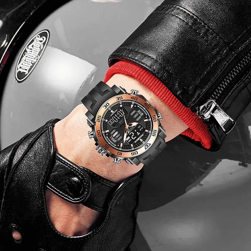 Luminous Multifunction Quartz Dual Display Watch