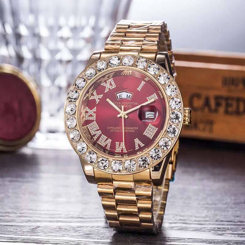 Rainbow Diamond Steel Band Watch