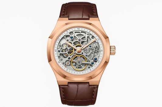 Professional product photo of rose gold automatic watch